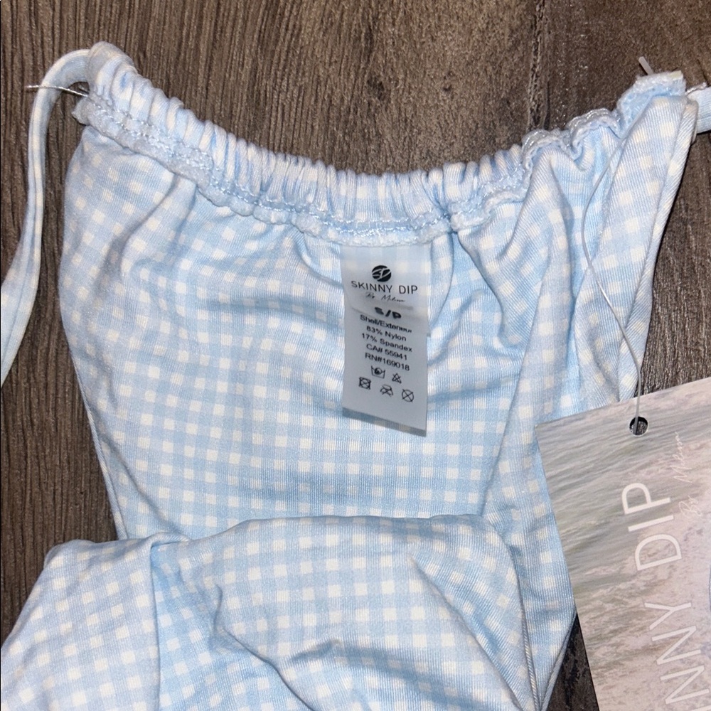 Tie-Front Light Blue Ribbed Bikini Set - Picture 6 of 8